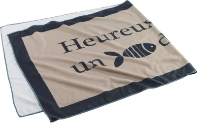 Image de Serviette de plage imprime fish taupe 70 x 150 cm