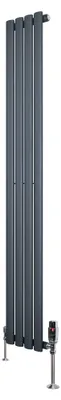 Productafbeelding van Radiator met thermostaaf en chromen ventiel – 1600 mm x 240 mm – Anthracietgrijs