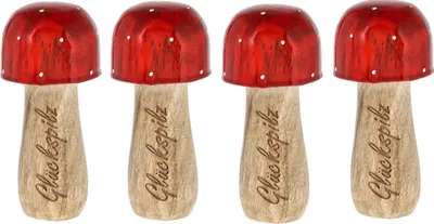 Produktbild von 4 Stück Pilz Figuren Glückspilz 15cm Dekofigur Herbstdekoration Glücksbringer
