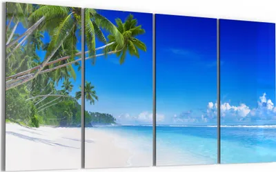 Produktbild von DEQORI Glasbild Echtglas 4x30x60 cm 'Palmen am Sandstrand' Wandbilder XXL groß