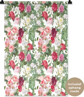 Produktbild von MuchoWow® Wandteppich Wandbehang Blumen - Vintage - Rosen 60x90 cm Tapisserie Dekoration Wandtuch - Foto-Teppich - Abwaschbar
