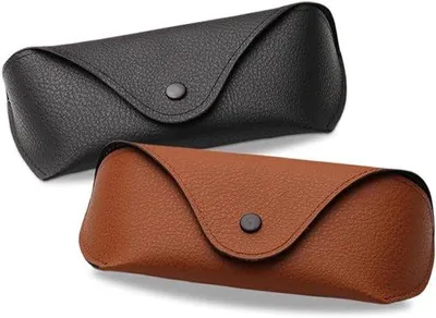 Image de Deux étuis à lunettes en cuir - Accessoires de voyage - Étuis à lunettes - noir, marron