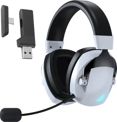 Produktbild von Drahtloses Gaming-Headset für Switch-PC, 2,4 GHz, Bluetooth 5.4, Kopfhörer mit Geräuschunterdrückung, RGB-Beleuchtung, 7.1-Surround-Sound, 3,5-mm-Klinkenstecker, 50-mm-Treiber