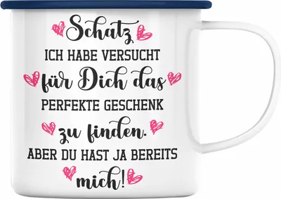 Produktbild von Trendation - Freundin Geschenk Emaille Tasse Liebe Paare Valentinstag Valentinstaggeschenk Freund Schatz (Blau)