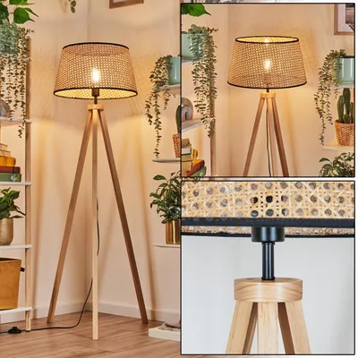 Produktbild von Casalina Stehlampe aus Holz/Wiener Geflech/Rattan in Naturfarben/Schwarz