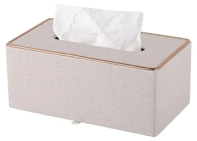 Image de Boîte de mouchoirs en cuir, rectangulaire, beige, avec couvercle magnétique, pour voiture, bureau, salle de bain