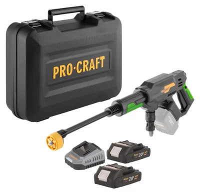 Obrázek produktu pro Akumulátorový vysokotlaký čistič Procraft CW20bb 20 V 30 bar 180 l/h bezkartáčový + 2x akumulátor 2,0 Ah + nabíječka + kufr.