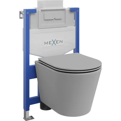 Obrázok produktu pre Mexen podomietkový WC systém Felix XS-U s WC misou Rico a pomaly klesajúcou doskou, šedá bledomatná - 68530724061