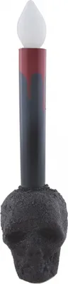 Produktbild von Schwarze Totenschädel Kerze mit Beleuchtung 24cm