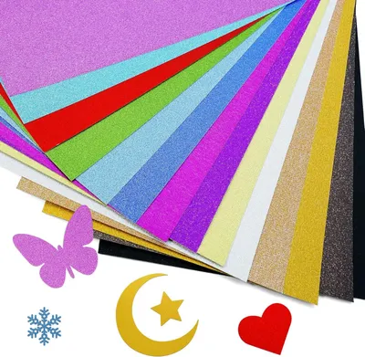 Image de Papier pailleté A4 multicolore 28 feuilles de papier de bricolage 250 g/m² 14 couleurs Carton pailleté