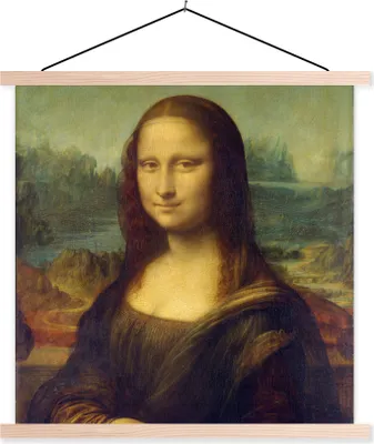 Produktbild von MuchoWow® Textilposter Mona Lisa - Leonardo da Vinci 40x40 cm mit holzfarbenen Rahmen - Posterleiste