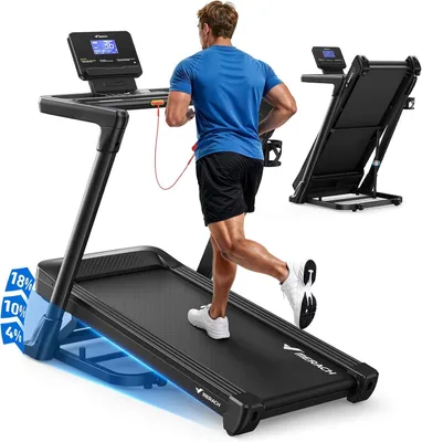 Obrázok produktu pre Elektrický bežeací pás - bežecký trenažér - fitness pás - zariadenie na cvičenie - chôdza na páse - 3 v 1, s možnosťou naklonenia až do 18 %