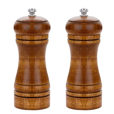 Produktbild von 2-teiliges Holz-Salz- und Pfeffermühlen-Pfeffermühlen- und Salzstreuer-Set aus Holz mit Keramikkern, klein