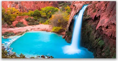 Produktbild von Glasbilder 120x60 Wandbild Druck auf Glas Wasserfall Gebirge Natur