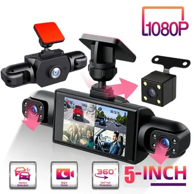 Produktbild von 4-Kanal Autokamera - 360° Dashcam - 1080p Full HD - Nachtsicht - IPS Display - Loop-Aufnahme - Front/Heck/Innenraum