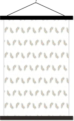 Produktbild von MuchoWow® Textilposter Vintage - Blatt - Muster 120x180 cm mit schwarzem Rahmen - Fotos