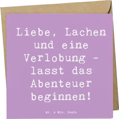 Produktbild von Mr. & Mrs. Panda Klappkarte Spruch Verlobungsfeier Abenteuer - Lavendeltraum - Geschenk, Grußkarte, Glückwunschkarte, doppelkarte, Heiraten, Zukunft, faltkarte, Freude