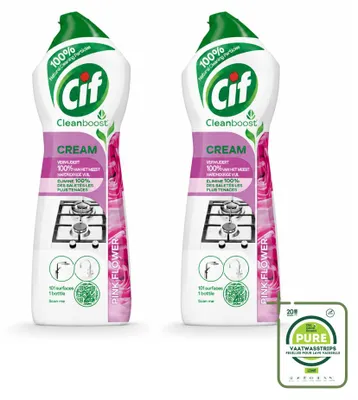 Produktbild von 2 x Cif Cream Pink Flower Schuurmiddel - 750 ml - Großpackung - 2 Stücke