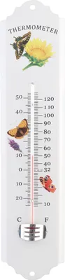 Produktbild von Metallthermometer 30cm weiß mit Dekor