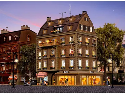 Produktbild von Vollmer 43783 - H0 Café mit Inneneinrichtung und LED-Beleuchtung, Funktionsbausatz - Neu