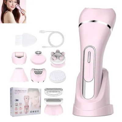 Produktbild von 7 In 1 Epilierer damen, Elektrische Rasierer, Epilierer für das Gesicht, LED-Akkustandsanzeige, Gesichtsrasierer für Gesicht, Augenbrauen und Nase