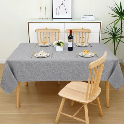 Produktbild von Abwaschbares Tischdecken, rechteckig, 130 x 130 cm, Tischdecke, Polyester Tischdecke, Tischwäsche, pflegeleicht, schmutzabweisend, grau