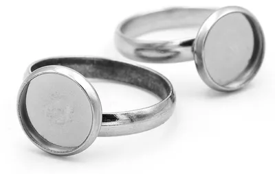 Produktbild von Vintageparts Ringrohlinge aus 304 Edelstahl, platinfarben, für 10 mm Cabochons, 2 Stück