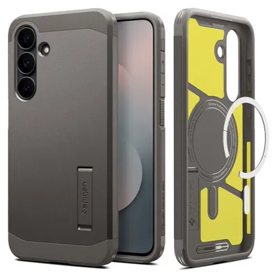 Image de Coque arrière Spigen Tough Armor compatible MagSafe pour Samsung Galaxy S25 FE - Couleur : Gunmetal