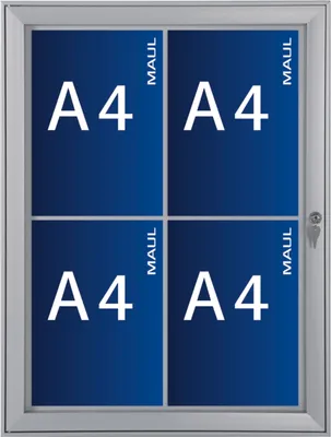 Zdjęcie produktu dla Gablota MAUL MAULexcite format portretowy 4 x A4 aluminium 69,6 x 52,7 x 2,9 cm srebrny