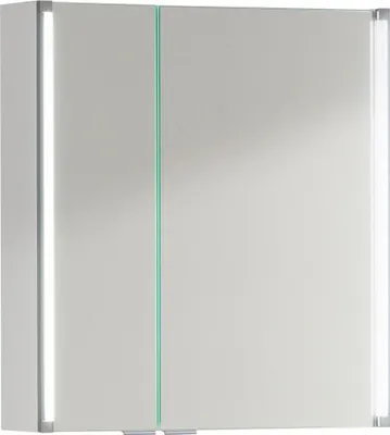 Produktbild von FACKELMANN LED Spiegelschrank / ideal zum verstauen von Badutensilien / Maße (B x H x T): ca. 61 x 67 x 16,5 cm / Schrank mit Spiegel & LED-   fürs Badezimmer / 2 Türen / Korpus: Weiß