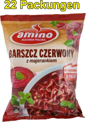 Produktbild von Amino Barszcz Polnische Instant Suppe Borsch 22er Pack (22 x 66g)