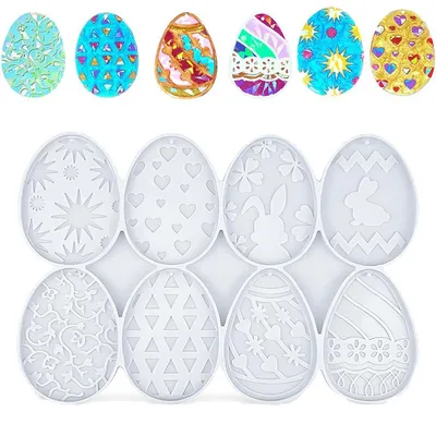 Produktbild von Silikonformen Gießformen Ostern, Epoxidharz Formen Silikon, Silikonform Osterei, Hasenei Schlüsselanhänger Formen, DIY Kerze