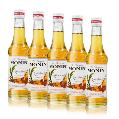 Produktbild von 5x Monin Lebkuchen Sirup, 250 ml Flasche - für Cocktails, zum Kaffee oder Koche