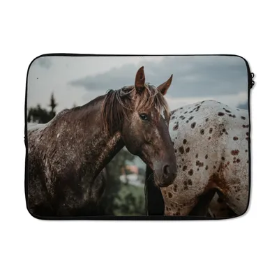 Produktbild von MuchoWow® Laptop Hülle 13 Zoll Pferde - Gras - Tiere Laptoptasche - Laptophülle - Sleeve - Rundumschutz