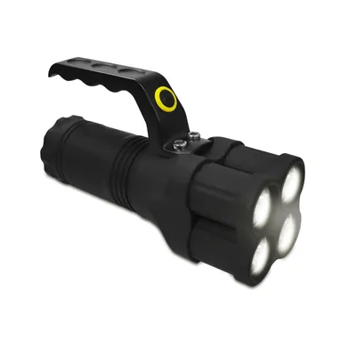 Produktbild von Eaxus® LED Handstrahler / Taschenlampe mit Griff. Suchstrahler / Arbeitsleuchte mit sehr hoher Leuchtkraft. Bis zu 200 Meter Reichweite, 3 Leuchtmodi, 8-10 Stunden Betriebszeit.