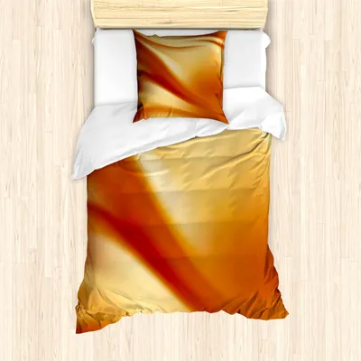 Produktbild von ABAKUHAUS Orange und Gelb Mantele, Wellenförmige Farbkurven, Milbensicher Allergiker geeignet mit Kissenbezügen, 135 cm x 200 cm - 80 x 80 cm, Orange Gelb