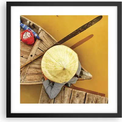 Produktbild von Gerahmtes Poster - Schwarzer Rahmen - Asiatisch Boot Brücke - 40x40 cm - Wand Bild - Wanddeko - Wandbilder - Kunstposter - Wandposter - Bilderrahmen - Bilder - Kunstdruck - P2BAC40x40-4844
