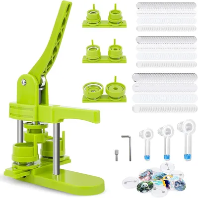 Productafbeelding van Knopmaker Machine - Badge Pers - Gepersonaliseerde Ontwerpen - Meerdere Maten - 3 Maten Knoppen - Groen