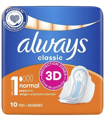 Obrázok produktu pre Always Podpaski Classic Normal ze Skrzydełkami 10 sztuk