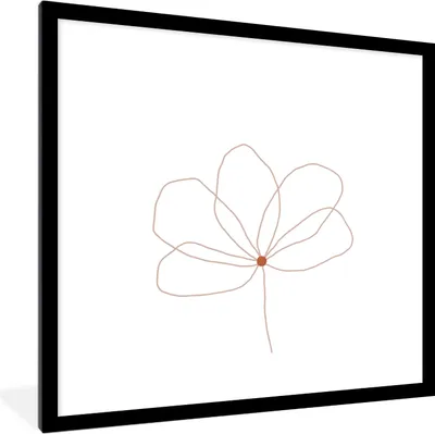 Produktbild von MuchoWow® Gerahmtes Poster Blume - Strichzeichnung - Natur 40x40 cm - Poster mit Schwarzem Bilderrahmen Wandposter Rahmen Foto Bilder - Poster - Plakat im Rahmen