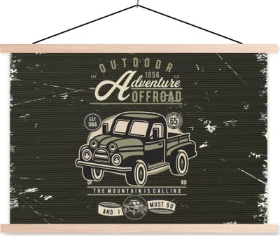 Produktbild von MuchoWow® Textilposter Auto - Oldtimer - Briefe 60x40 cm mit holzfarbenen Rahmen - Bilder