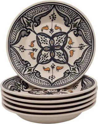 Obrázek produktu pro Sada 6 černých marockých polévkových talířů - D 24 cm