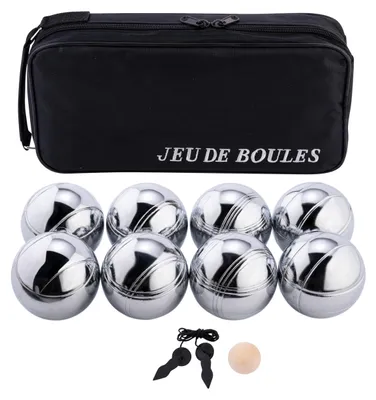 Produktbild von Engelhart - 010203 - Transporttasche mit 8 Boules Pétanque - Inklusive Distanzmesser - Praktische Tasche - Outdoor-Spiel - Metall-Boules