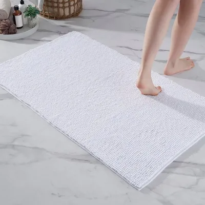 Image de Tapis de bain, tapis de douche - Microfibre - 70 x 120 cm - Blanc - Lavable en machine