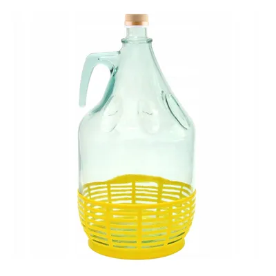 Produktbild von Glasballon 5L Mit Kunststoffkorb Und Schraubverschluss Gärballon Für Wein Bier Met Glasflasche Mit Griff Italien
