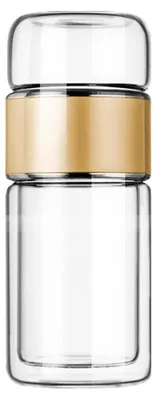 Produktbild von Doppelwandige Teeflasche aus Glas mit Edelstahlfilter