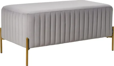Produktbild von BELIANI Bank Grau Samt mit Goldenen Metallbeinen 97 x 47 cm Rechteckig Glamouröser Stil Sitzbank Bettbank Wohnzimmer Schlafzimmer Flur