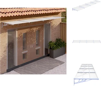 Produktbild von vidaXL Türvordach Grau und Transparent 396x90 cm Polycarbonat -  Markisen