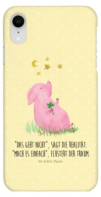 Produktbild von Mr. & Mrs. Panda Iphone XR Handyhülle Schwein Glück - Gelb Pastell - Geschenk, Ziele, Träume, Handy Case, Lustige Sprüche, Sterne, Premium Kunststoff, Motivation