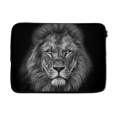 Produktbild von MuchoWow® Laptop Hülle 13 Zoll Tiere - Löwe - Schwarz - Weiß - Porträt Laptoptasche - Laptophülle - Sleeve - Rundumschutz